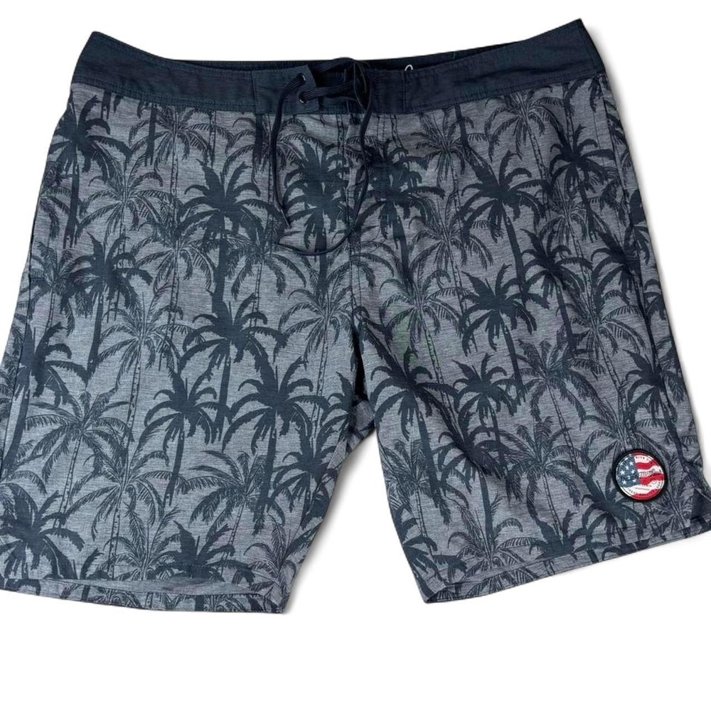Travis Mathew Palm Tree Board Shorts Mens Size 40 Blue